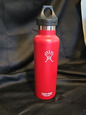 Hydro Flask Red Bottle with Black Loop Cap